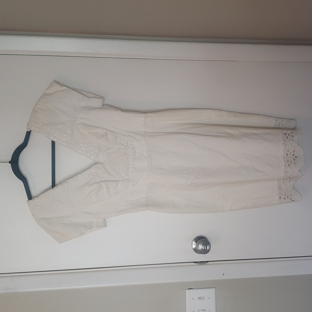 Milly White Cotton Eyelet Cocktail Dress